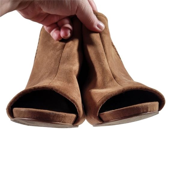 Madden Girl Tan Peep Toe Stiletto Ankle Boots with Tassels - Picture 7 of 15